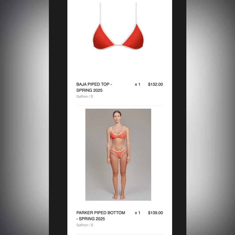 Acacia Swim: Baja Piped Top/ Parker Piped Bottom - Saffron / Size S - Picture 7 of 7